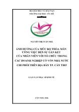 Luận văn Ảnh hưởng của mức độ thỏa mãn công việc đến sự gắn kết của nhân viên với tổ chức trong các doanh nghiệp có vốn nhà nước chi phối trên địa bàn TP. Cần Thơ