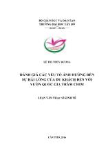 Luận văn Đánh giá các yếu tố ảnh hưởng đến sự hài lòng của du khách đến với vườn quốc gia Tràm Chim