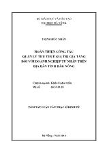 Luận văn Hoàn thiện công tác quản lý thu thuế giá trị gia tăng đối với doanh nghiệp tư nhân trên địa bàn tỉnh Đăk Nông