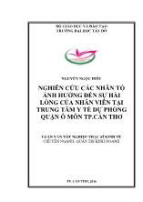 Luận văn Nghiên cứu các nhân tố ảnh hưởng đến sự hài lòng của nhân viên tại trung tâm y tế dự phòng quận ô môn TP. Cần Thơ