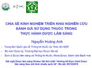 Chia sẻ kinh nghiệm triển khai nghiên cứu đánh giá sử dụng thuốc trong thực hành dược lâm sàng - Nguyễn Hoàng Anh