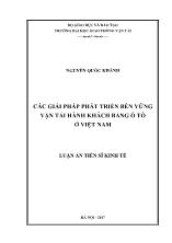 Luận án Các giải pháp phát triển bền vững vận tải hành khách bằng ô tô ở Việt Nam