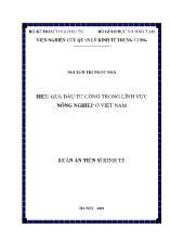 Luận án Hiệu quả đầu tư công trong lĩnh vực nông nghiệp ở Việt Nam - Nguyễn Thị Ngọc Nga