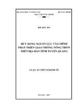 Luận án Huy động nguồn lực tài chính phát triển giao thông nông thôn trên địa bàn tỉnh Tuyên Quang