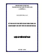 Luận án Kế toán chi phí theo mức độ hoạt động trong các doanh nghiệp sản xuất thức ăn chăn nuôi nội địa