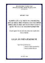 Luận án Nghiên cứu các nhân tố ảnh hưởng đến sự khác biệt về báo cáo tài chính theo chuẩn mực kế toán Việt Nam và quốc tế của các doanh nghiệp FDI