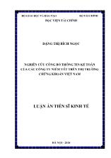 Luận án Nghiên cứu công bố thông tin kế toán của các công ty niêm yết trên thị trường chứng khoán Việt Nam