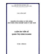 Luận án Nghiên cứu hành vi tiêu dùng sản phẩm công nghiệp xanh ở Việt Nam