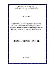 Luận án Nghiên cứu xây dựng hệ thống thông tin kế toán tại các doanh nghiệp xây dựng Việt Nam - Triển khai thử nghiệm tại Công ty đầu tư xây dựng và thương mại Đất Việt