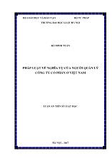 Luận án Pháp luật về nghĩa vụ của người quản lý công ty cổ phần ở Việt Nam