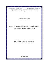 Luận án Quản lý nhà nước về đầu tư phát triển nhà ở khu đô thị ở Việt Nam