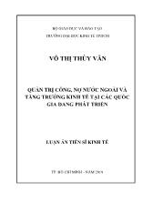 Luận án Quản trị công, nợ nước ngoài và tăng trưởng kinh tế tại các quốc gia đang phát triển