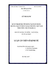 Luận án Quản trị rủi ro tín dụng tại Ngân hàng thương mại cổ phần ngoại thương Việt Nam theo tiêu chuẩn Basel II