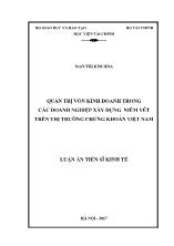 Luận án Quản trị vốn kinh doanh trong các doanh nghiệp xây dựng niêm yết trên thị trường chứng khoán Việt Nam