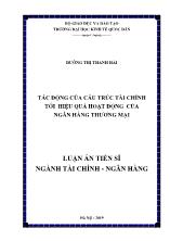 Luận án Tác động của cấu trúc tài chính tới hiệu quả hoạt động của ngân hàng thương mại