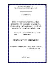 Luận án Tác động của hoạt động đào tạo, bồi dưỡng tới “năng lực quản lý của cán bộ, công chức chính quyền cấp xã”: Nghiên cứu tại thành phố Cần Thơ