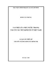 Luận án Vai trò của nhà nước trong tái cơ cấu nền kinh tế ở Việt Nam