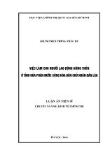 Luận án Việc làm cho người lao động nông thôn ở tỉnh Hủa Phăn nước Cộng hòa Dân chủ Nhân dân Lào