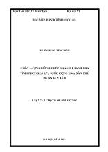 Luận văn Chất lượng công chức ngành thanh tra tỉnh Phong Sa Ly, nước Cộng hòa Dân chủ Nhân dân Lào