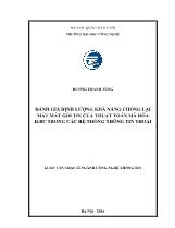 Luận văn Đánh giá định lượng khả năng chống lại mất mát gói tin của thuật toán mã hóa ILBC trong các hệ thống thông tin thoại