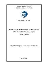 Luận văn Nghiên cứu mô hình học từ điển thưa ứng dụng trong nhận dạng thóc giống