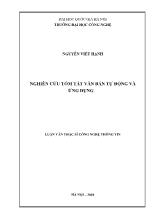 Luận văn Nghiên cứu tóm tắt văn bản tự động và ứng dụng