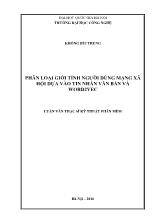 Luận văn Phân loại giới tính người dùng mạng xã hội dựa vào tin nhắn văn bản và Word2VEC