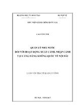 Luận văn Quản lý nhà nước đối với hoạt động xuất cảnh, nhập cảnh tại Cảng hàng không quốc tế Nội Bài