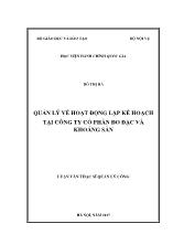 Luận văn Quản lý về hoạt động lập kế hoạch tại Công ty cổ phần Đo đạc và Khoáng sản