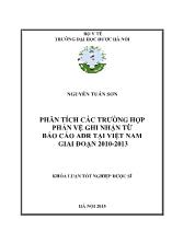 Phân tích các trường hợp phản vệ ghi nhận từ báo cáo ADR tại Việt Nam giai đoạn 2010-2013