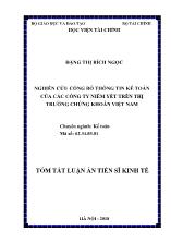 Tóm tắt Luận án Nghiên cứu công bố thông tin kế toán của các công ty niêm yết trên thị trường chứng khoán Việt Nam