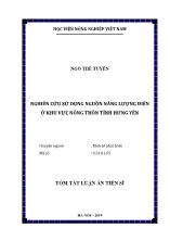 Tóm tắt Luận án Nghiên cứu sử dụng nguồn năng lượng điện ở khu vực nông thôn tỉnh Hưng Yên