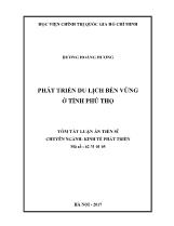 Tóm tắt Luận án Phát triển du lịch bền vững ở tỉnh Phú Thọ