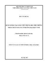 Tóm tắt Luận án Quản lí đào tạo giáo viên trung học phổ thông theo chuẩn đầu ra ở trường Đại học Vinh