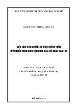 Tóm tắt Luận án Việc làm cho người lao động nông thôn ở tỉnh Hủa Phăn nước Cộng hòa Dân chủ Nhân dân Lào