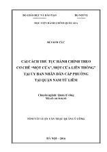 Tóm tắt Luận văn Cải cách thủ tục hành chính theo cơ chế “một cửa”, “một cửa liên thông” tại Ủy ban nhân dân cấp phường tại quận Nam Từ Liêm