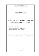 Tóm tắt Luận văn Nghiên cứu bài toán an toàn thông tin cho doanh nghiệp vừa và nhỏ
