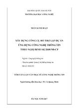 Tóm tắt Luận văn Xây dựng công cụ hỗ trợ lập dự án ứng dụng công nghệ thông tin theo nghị định 102/2009/NĐ-CP
