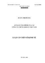 Luận án An toàn tài chính của các công ty chứng khoán Việt Nam