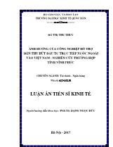 Luận án Ảnh hưởng của công nghiệp hỗ trợ đến thu hút đầu tư trực tiếp nước ngoài vào Việt Nam - Nghiên cứu trường hợp tỉnh Vĩnh Phúc