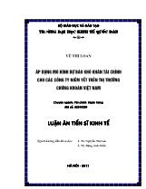 Luận án Áp dụng mô hình dự báo khó khăn tài chính cho các công ty niêm yết trên thị trường chứng khoán Việt Nam