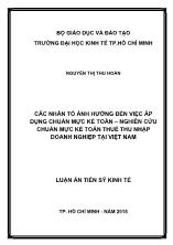 Luận án Các nhân tố ảnh hưởng đến việc áp dụng chuẩn mực kế toán – Nghiên cứu chuẩn mực kế toán thuế thu nhập doanh nghiệp tại Việt Nam