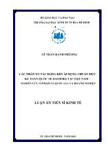 Luận án Các nhân tố tác động đến áp dụng chuẩn mực kế toán quốc tế (IAS/IFRS) tại Việt Nam – Nghiên cứu ở phạm vi quốc gia và doanh nghiệp