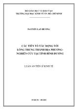 Luận án Các tiền tố tác động tới lòng trung thành địa phương nghiên cứu tại tỉnh Bình Dương