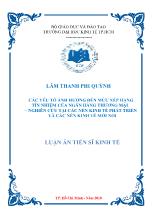 Luận án Các yếu tố ảnh hưởng đến mức xếp hạng tín nhiệm của ngân hàng thương mại – Nghiên cứu tại các nền kinh tế phát triển và các nền kinh tế mới nổi