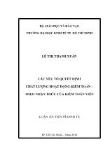 Luận án Các yếu tố quyết định chất lượng hoạt động kiểm toán – Theo nhận thức của kiểm toán viên