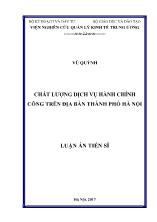 Luận án Chất lượng dịch vụ hành chính công trên địa bàn thành phố Hà Nội