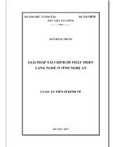 Luận án Giải pháp tài chính để phát triển làng nghề ở tỉnh Nghệ An