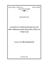 Luận án Giải pháp tài chính hỗ trợ hộ ngư dân phát triển hoạt động khai thác thủy sản ở Việt Nam
