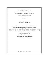 Luận án Hệ thống nhận dạng thông minh chẩn đoán nhanh ổn định động hệ thống điện